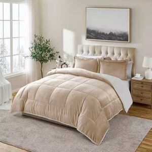 Sonoma King Comforter Set Camel – Reversible Micromink Sherpa 3-Piece Bedding